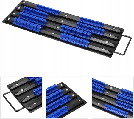 SZYNA ORGANIZER STOJAK DO NASADEK KLUCZY NASADOWYCH 80 szt. 1/4" 3/8" 1/2"