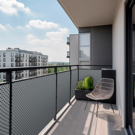 Osłona balkonowa technorattanowa oczkowana 1200 g/m2 110x100cm RD17, Jasnoszary