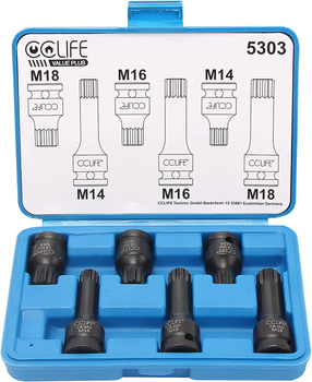 Klucze udarowe spline 1/2" M14-M18 6 elementów