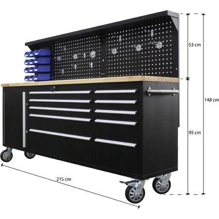 Stół warsztatowy wózek narzędziowy z szufladami 215cm 84"