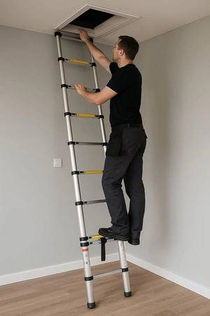 Drabina aluminiowa teleskopowa składana 8-stopniowa 2,6m lekka udźwig 150kg