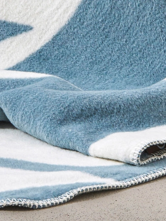 Koc bawełniano-akrylowy fale dwustronny Cotton Cloud 150x200cm - Jasnoniebieski