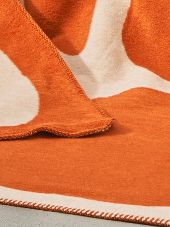 Koc bawełniano-akrylowy kamyczki dwustronny Cotton Cloud 150x200cm - Pomarańczowy/Beżowy