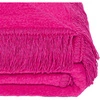 Koc bawełniano-akrylowy z frędzlami Basic Cotton Cloud 150x200cm 430 g/m2 - Ciemnoróżowy/Fuksja