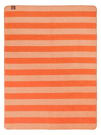 Koc bawełniano-akrylowy pasy zygzaki dwustronny Cotton Cloud 150x200cm - Pomarańczowy/Beżowy