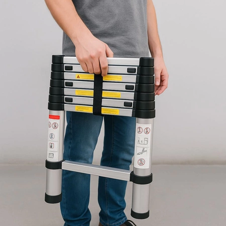 Drabina aluminiowa teleskopowa składana 8-stopniowa 2,6m lekka udźwig 150kg