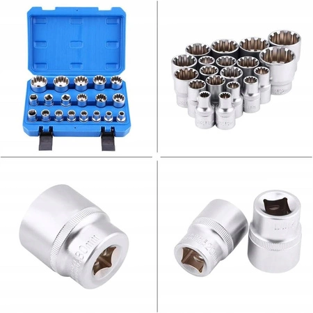 Nasadki ręczne 12-kątne 1/2'' krótkie 38-48mm zestaw w walizce, 21el.