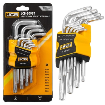 Klucze TORX z otworem T10H-T50H zestaw 9el., JCB