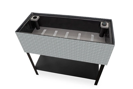 Donica na zioła Ziołownik z nawodnieniem i stelażem 95x40x30cm RD17, Jasnoszary