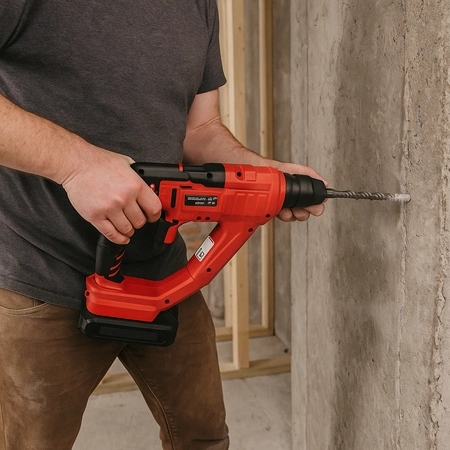 Młot udarowy akumulatorowy 21V 2J bezszczotkowy + 2 akumulatory 4Ah, zestaw w walizce