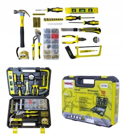 ZESTAW NARZĘDZIOWY 700EL MŁOTEK WKRĘTAKI BITY