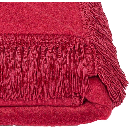 Koc bawełniano-akrylowy z frędzlami Basic Cotton Cloud 150x200cm 430 g/m2 - Bordo