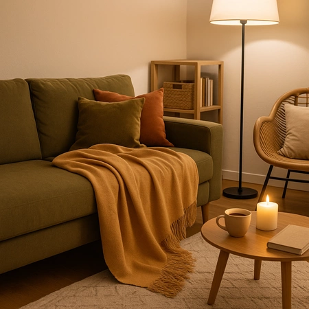 Koc bawełniano-akrylowy z frędzlami Basic Cotton Cloud 150x200cm 430 g/m2 - Beż