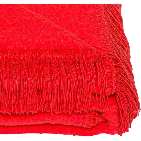 Koc bawełniano-akrylowy z frędzlami Basic Cotton Cloud 150x200cm 430 g/m2 - Czerwony