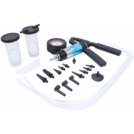 Pompka próżniowa do odpowietrzania i wymiany płynu hamulcowego zestaw z akcesoriami