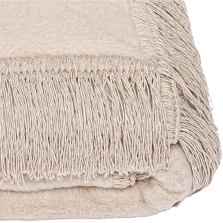 Koc bawełniano-akrylowy z frędzlami Basic Cotton Cloud 150x200cm 430 g/m2 - Szarobeżowy