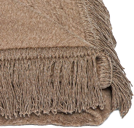 Koc bawełniano-akrylowy z frędzlami Basic Cotton Cloud 150x200cm 430 g/m2 - Ciepły Brąz