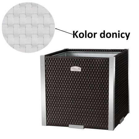 Donica ogrodowa technorattanowa 46x46x46cm aluminiowe elementy RD07 - Biały