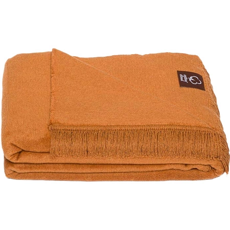 Koc bawełniano-akrylowy z frędzlami Basic Cotton Cloud 150x200cm 430 g/m2 - Camel