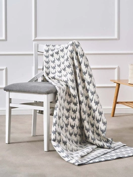 Koc bawełniano-akrylowy pepitka dwustronny Cotton Cloud 150x200cm - Szary/Biały