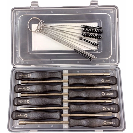 Klucze wkrętaki do regulacji gaźników 8szt + szczotki do dysz 12szt zestaw w etui