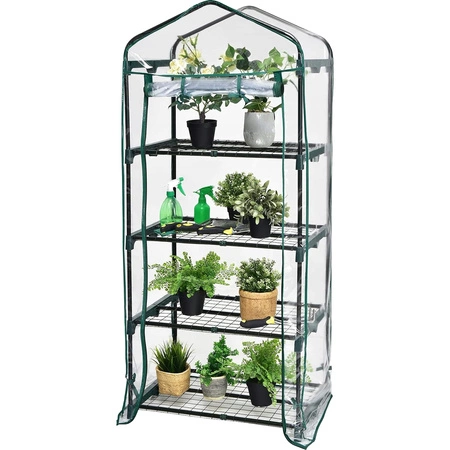 Mini szklarnia ogrodowa balkonowa pionowa foliak 4 półki, 160x70x50 cm