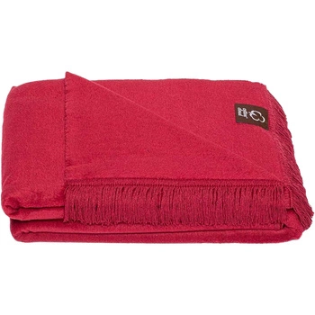 Koc bawełniano-akrylowy z frędzlami Basic Cotton Cloud 150x200cm 430 g/m2 - Bordo