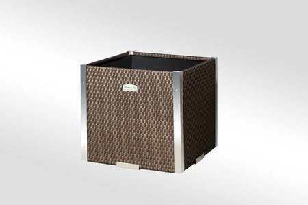 Donica ogrodowa technorattanowa 46x46x46cm aluminiowe elementy RD01 - Brązowy orzech