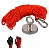 MAGNES NEODYMOWY 85 KG DO POSZUKIWAŃ LINA 20m + RĘKAWICE