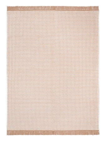 Koc bawełniano-akrylowy romby z frędzlami dwustronny Cotton Cloud 150x200cm - Brązowy