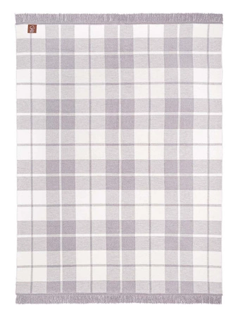 Koc bawełniano-akrylowy w kratkę z frędzlami dwustronny Cotton Cloud 150x200cm - Szary