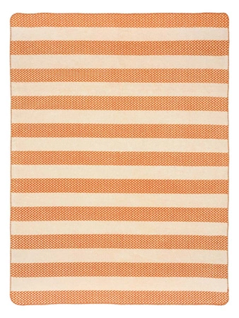 Koc bawełniano-akrylowy pasy zygzaki dwustronny Cotton Cloud 150x200cm - Pomarańczowy/Beżowy