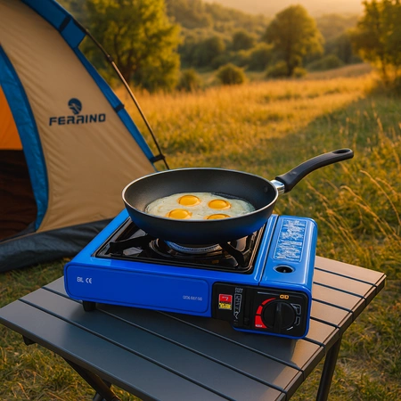 Kuchenka gazowa turystyczna przenośna polowa 2W1 + zawór