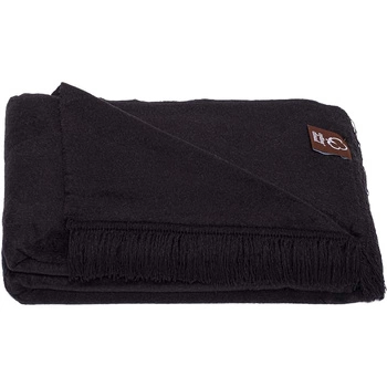 Koc bawełniano-akrylowy z frędzlami Basic Cotton Cloud 150x200cm 430 g/m2 - Czarny
