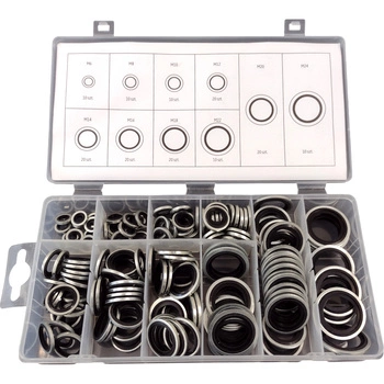 Podkładki uszczelniające metalowo-gumowe M6-M24 zestaw, 150szt.