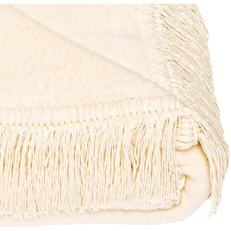 Koc bawełniano-akrylowy z frędzlami Basic Cotton Cloud 150x200cm 430 g/m2 - Ecru