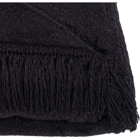 Koc bawełniano-akrylowy z frędzlami Basic Cotton Cloud 150x200cm 430 g/m2 - Czarny