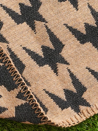 Koc pled bawełniano-akrylowy pepitka dwustronny Cotton Cloud 165x200cm 500 g/m2 - Czarny/Beżowy