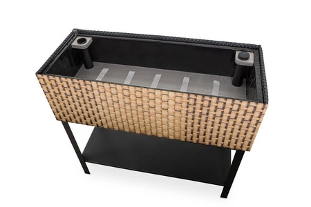 Donica na zioła Ziołownik z nawodnieniem i stelażem 95x40x30cm RD08, Słomkowy