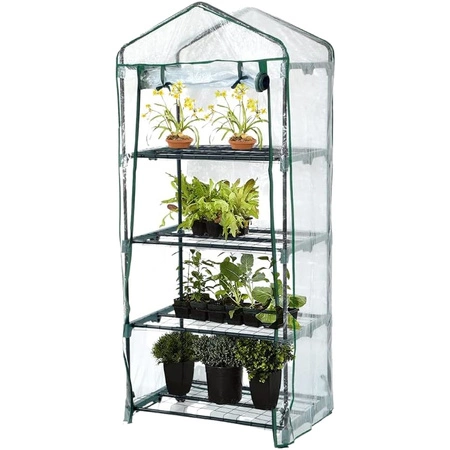 Mini szklarnia ogrodowa balkonowa pionowa foliak 4 półki, 160x70x50 cm