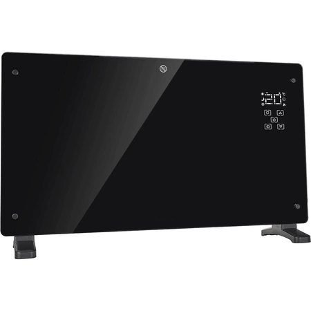 Grzejnik elektryczny konwektorowy szklany czarny LCD z pilotem sterowania i WiFi 2500W