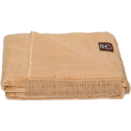 Koc bawełniano-akrylowy z frędzlami Basic Cotton Cloud 150x200cm 430 g/m2 - Beż