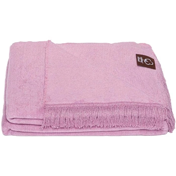 Koc bawełniano-akrylowy z frędzlami Basic Cotton Cloud 150x200cm 430 g/m2 - Wrzosowy