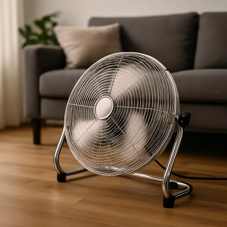 Wentylator podłogowy 40cm 85W stalowy regulowany INOX