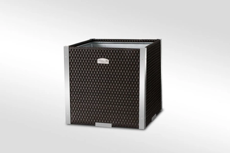 Donica ogrodowa technorattanowa 46x46x46cm aluminiowe elementy RD02 - Ciemny brąz