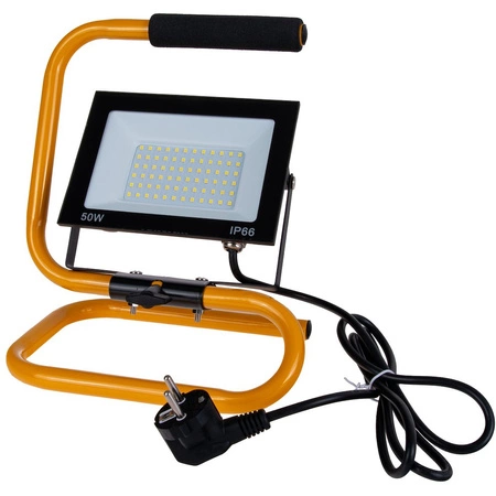 Lampa led naświetlacz budowlany barwa biała zimna 6500K + statyw + przewód