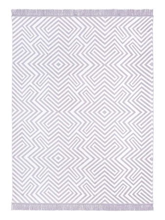 Koc bawełniano-akrylowy labirynt z frędzlami dwustronny Cotton Cloud 150x200cm - Szary