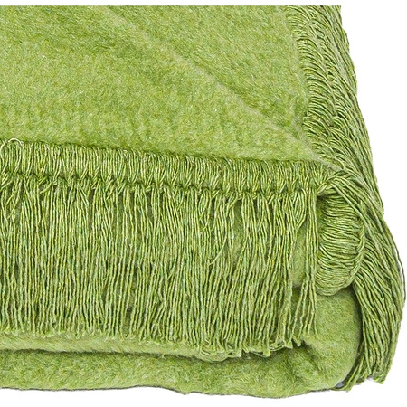 Koc bawełniano-akrylowy z frędzlami Basic Cotton Cloud 150x200cm 430 g/m2 - Zielony